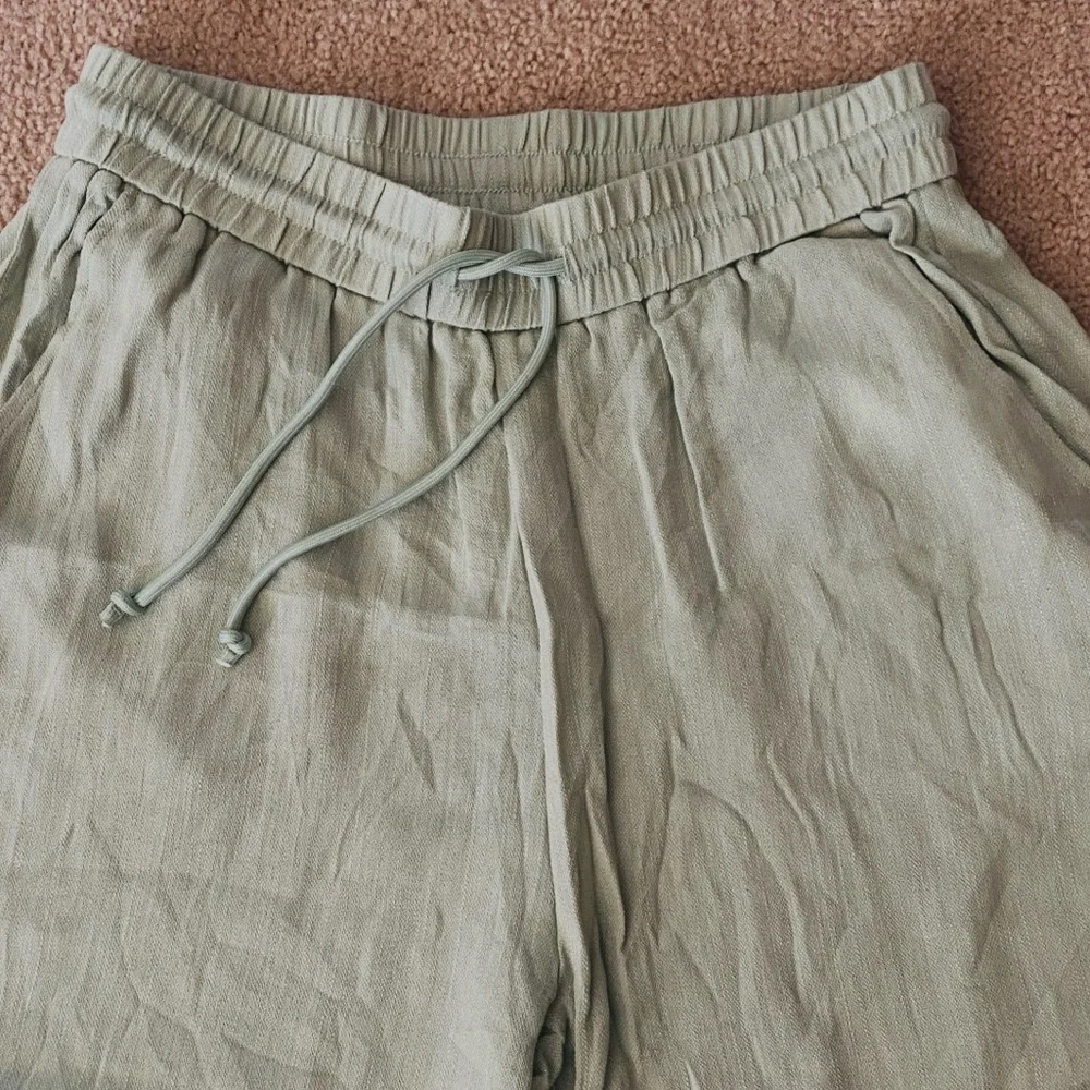 XLARGE.  HALARA WIDE LEG CASUAL LINEN FEEL DRAWSTRING PANTS - Picture 5 of 9